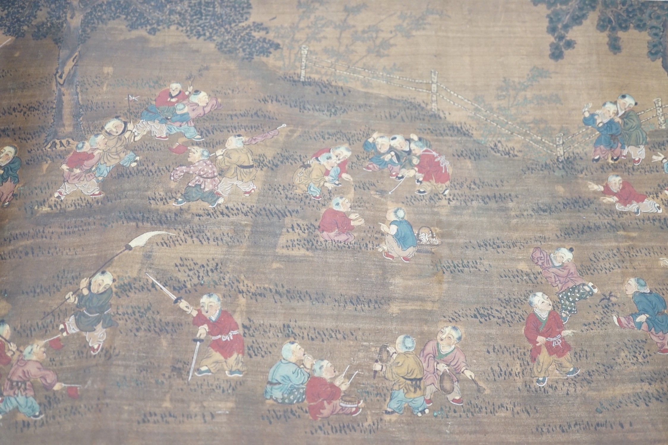 Chinese School, early 20th century 'Hundred Boys' handscroll painting on silk